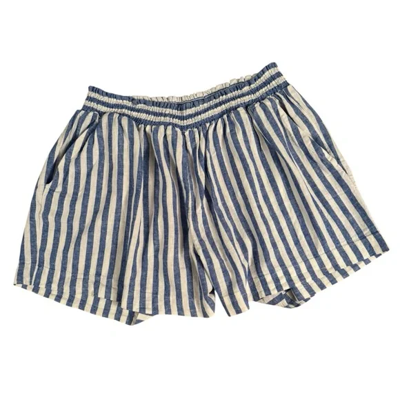 Ava Vic Shorts Blue White Striped Linen Blend Preppy Beach - Picture 5 of 13